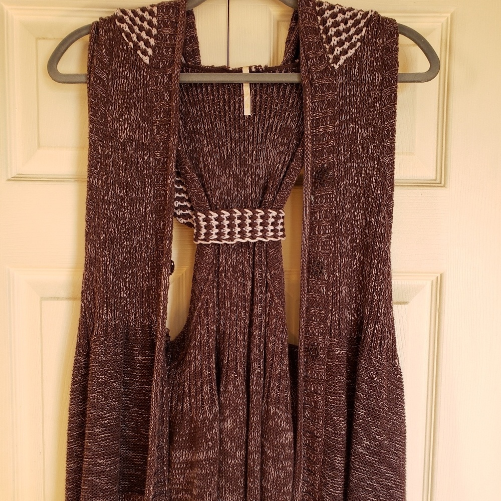 Free People Hooded Sweater Vest Gray